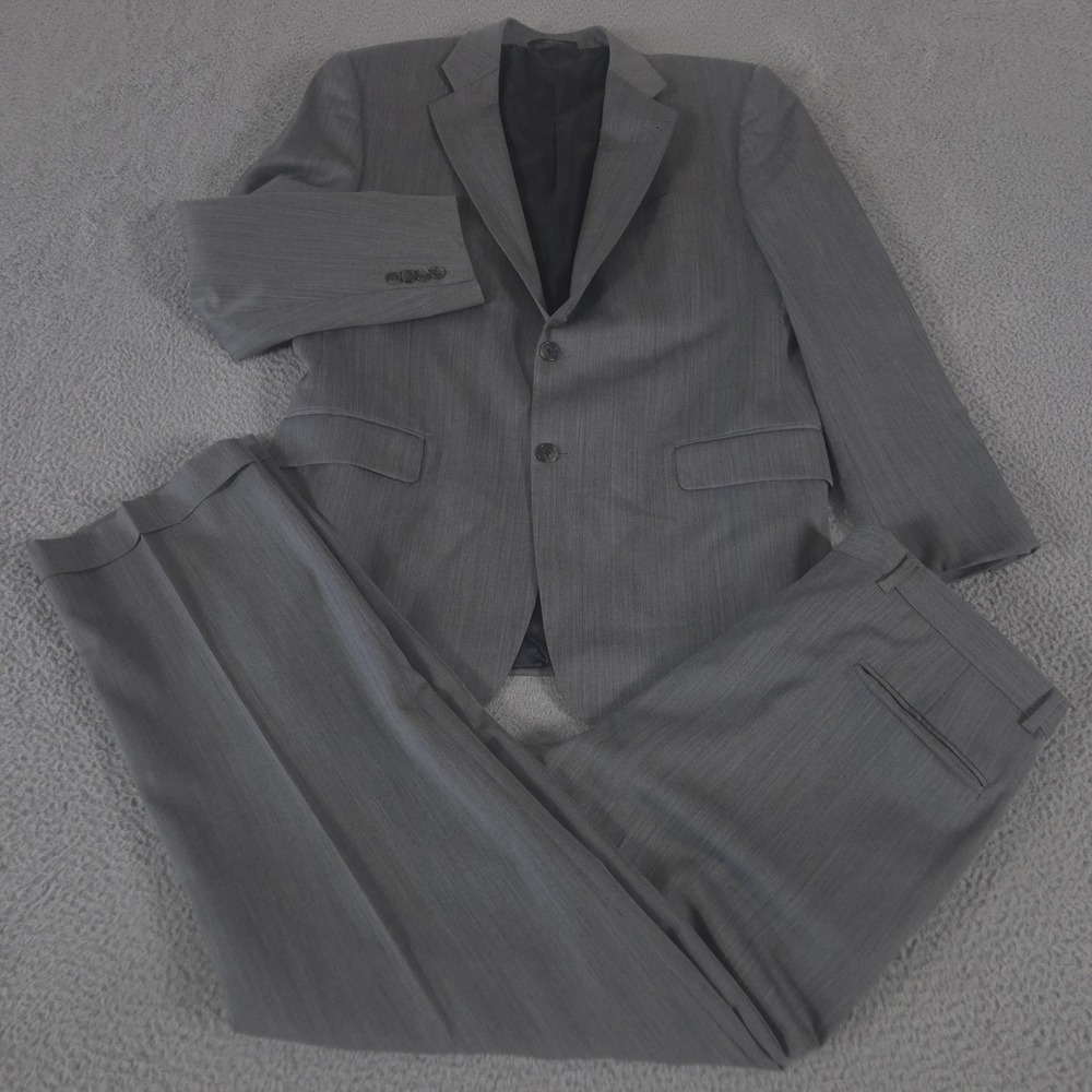 Joseph Abboud 2-Piece Suit Mens 43 Long Pants 38x34 Herringbone Wool 2-Button